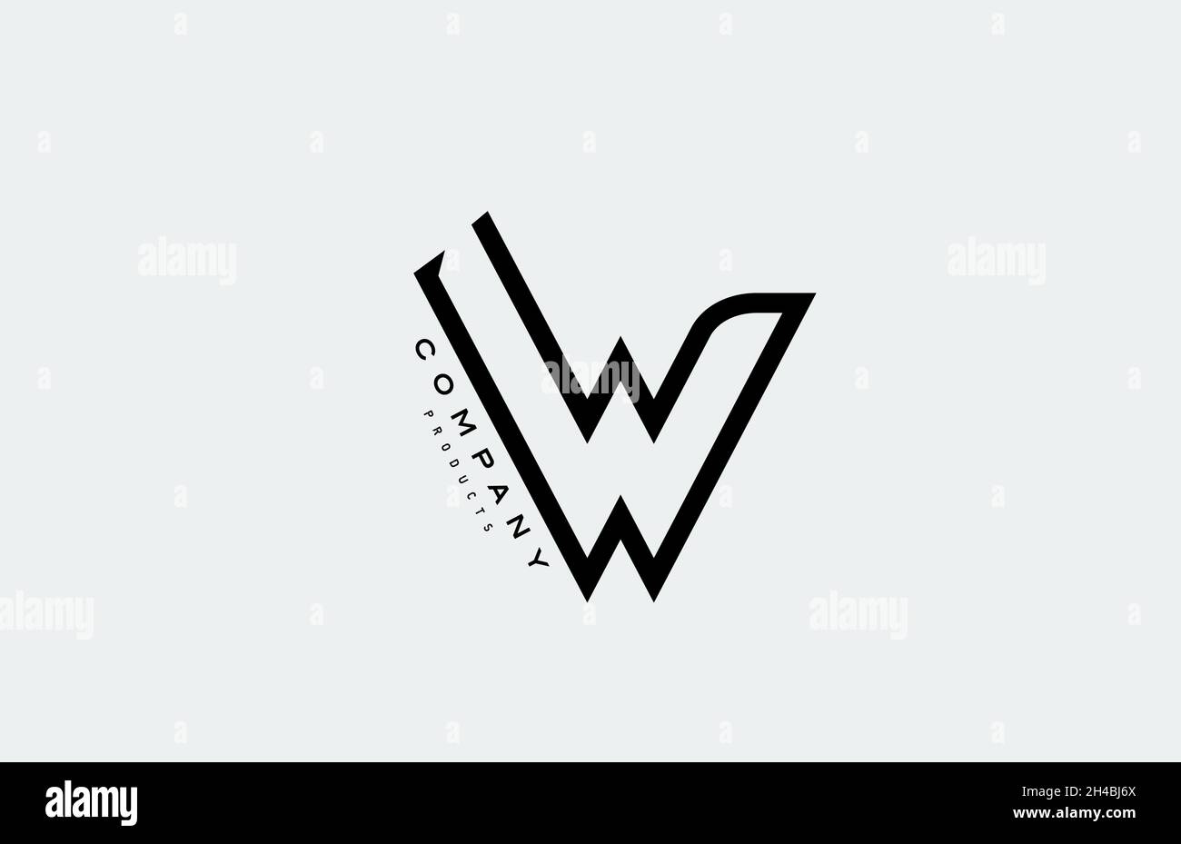 black W alphabet letter logo icon with line. Design for business and ...