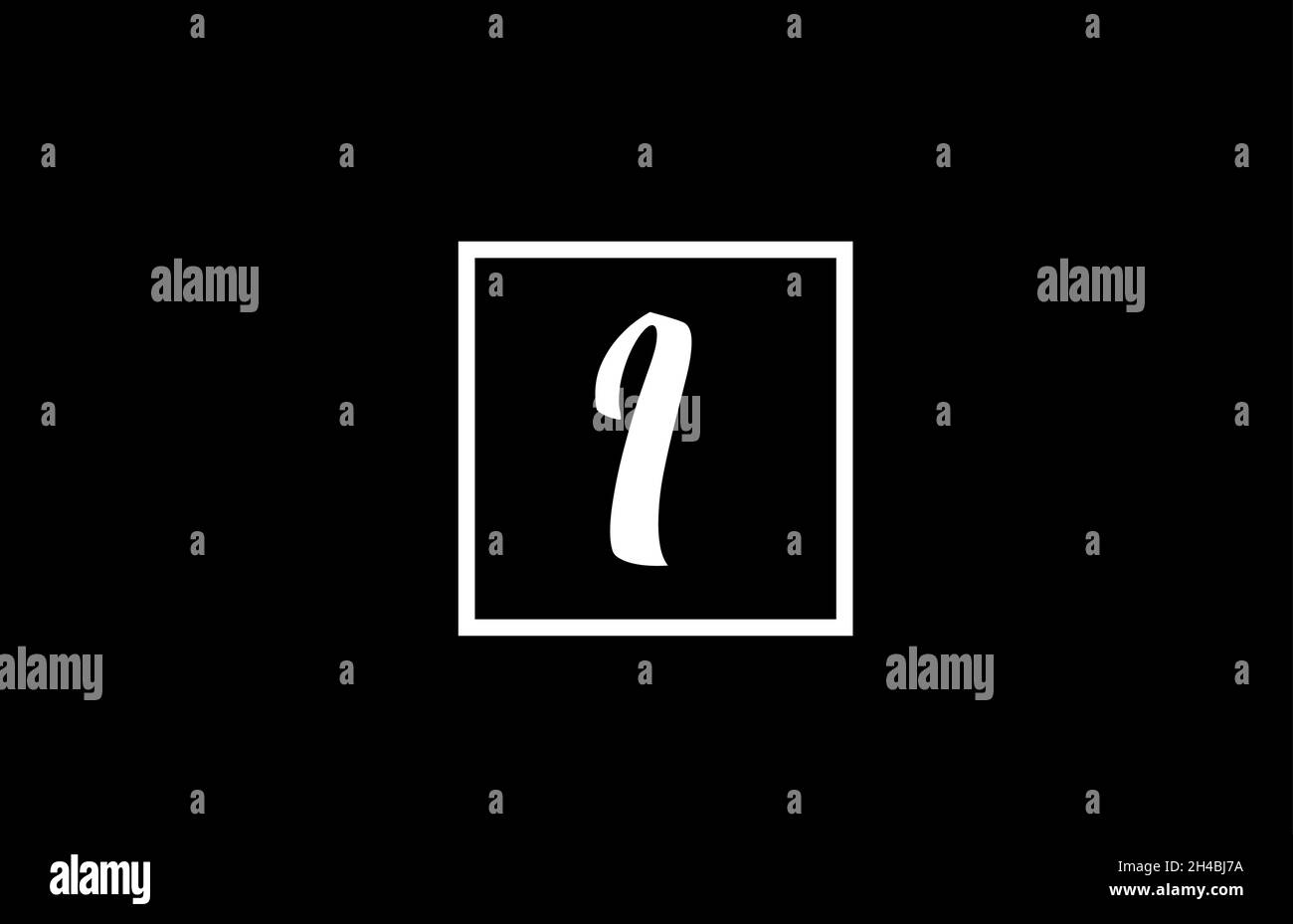 black and white I alphabet letter logo icon. Simple square design for ...