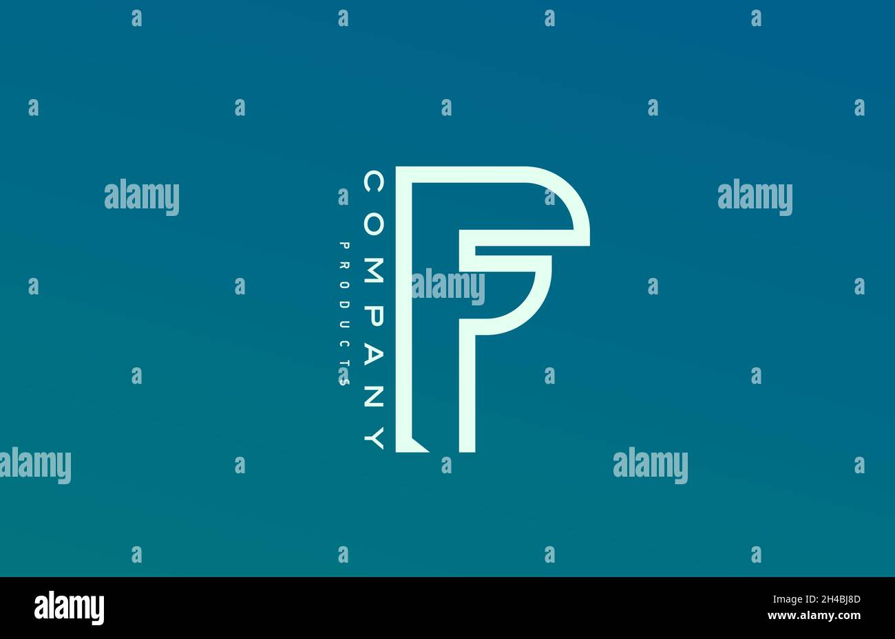 blue white F alphabet letter logo icon with line. Design for company ...
