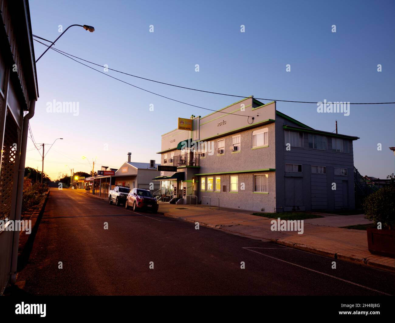 The art deco inter war style Grand Hotel on Edward Street Biggenden