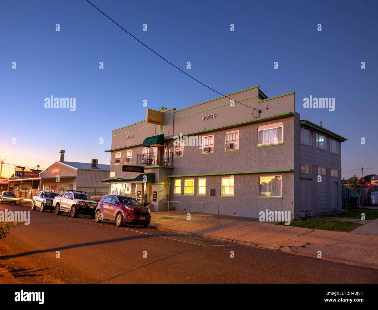 The art deco inter war style Grand Hotel on Edward Street Biggenden