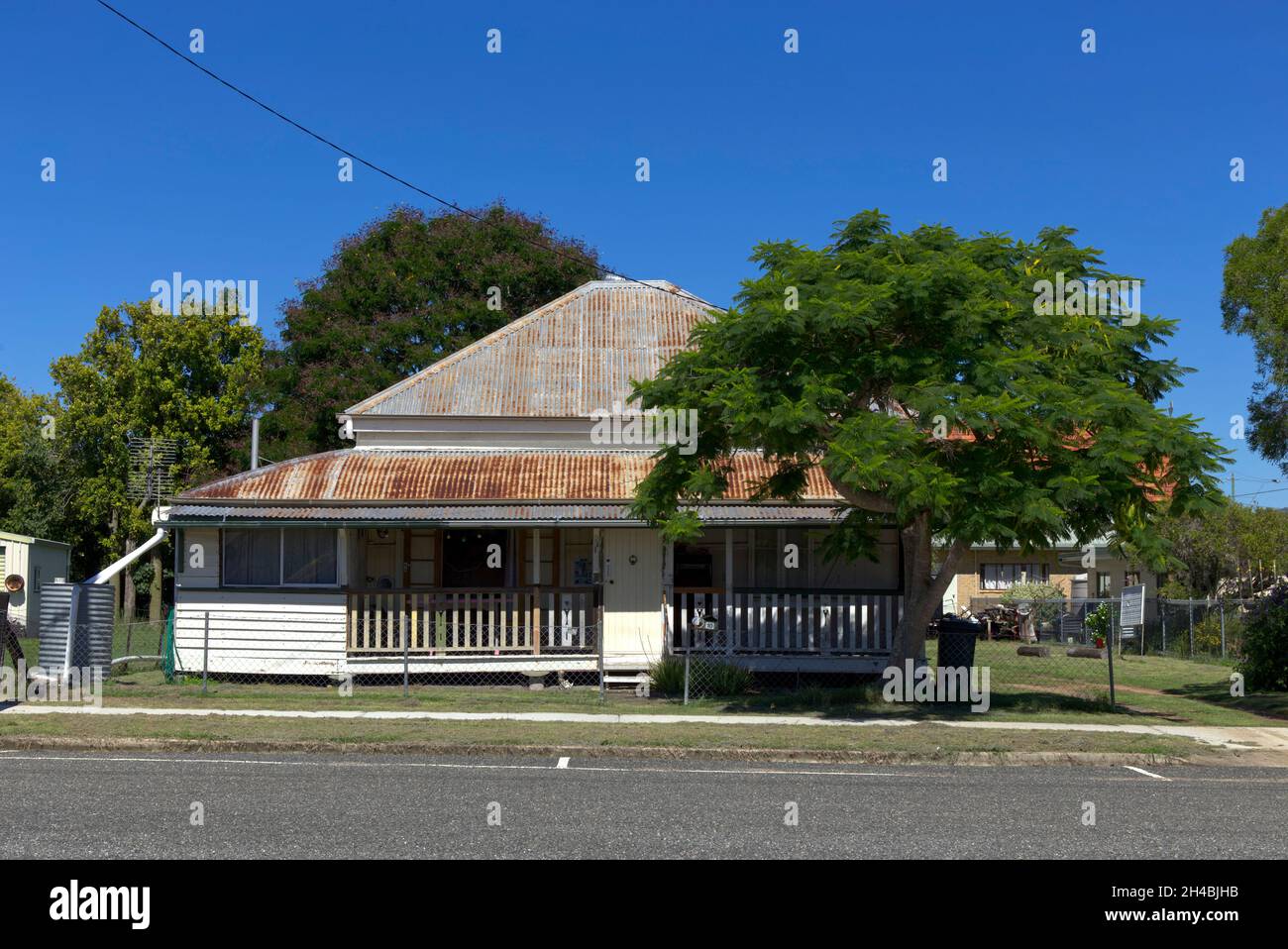 Queenslander style house with corruggated iron roof Biggenden