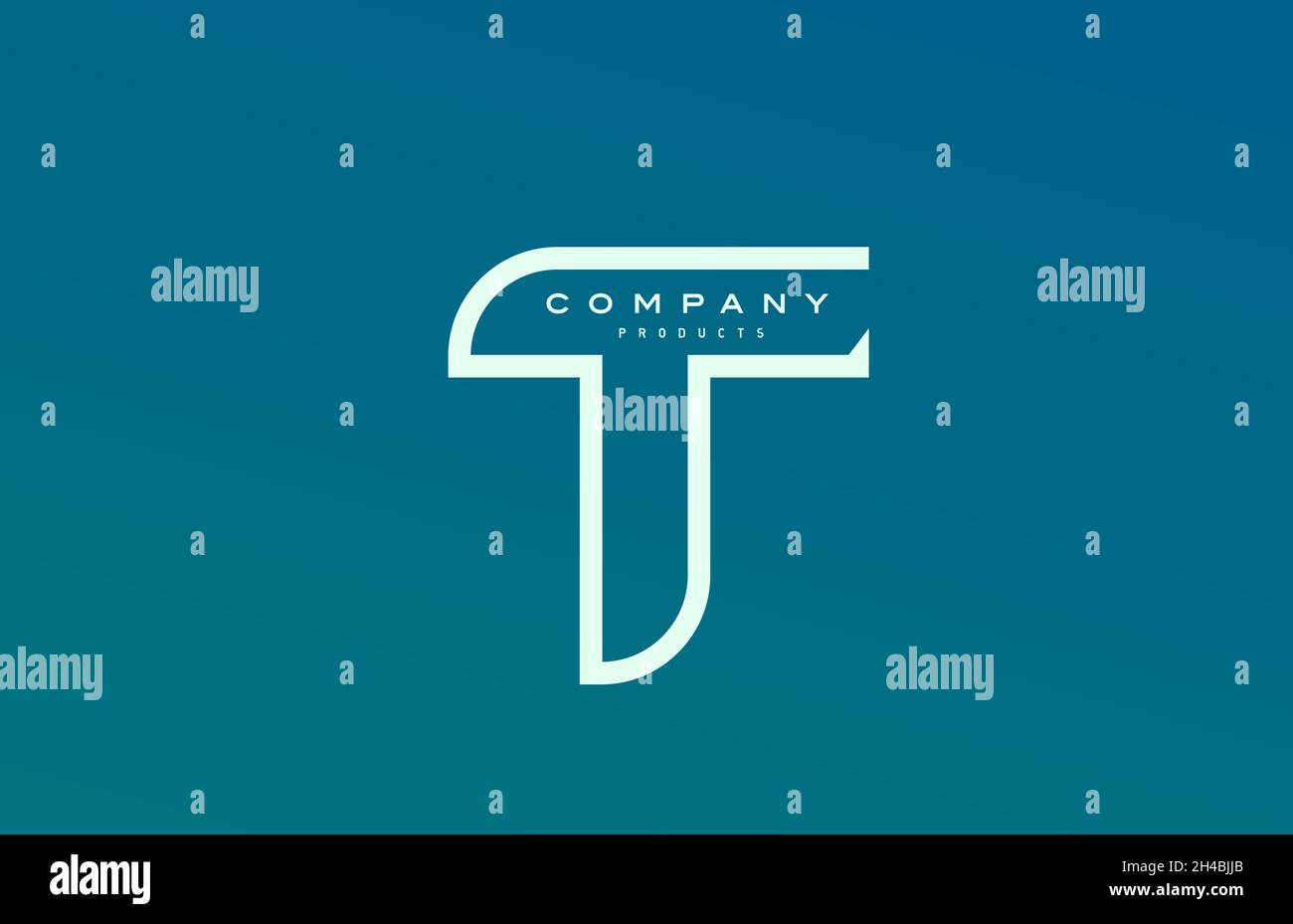 blue white T alphabet letter logo icon with line. Design for company ...