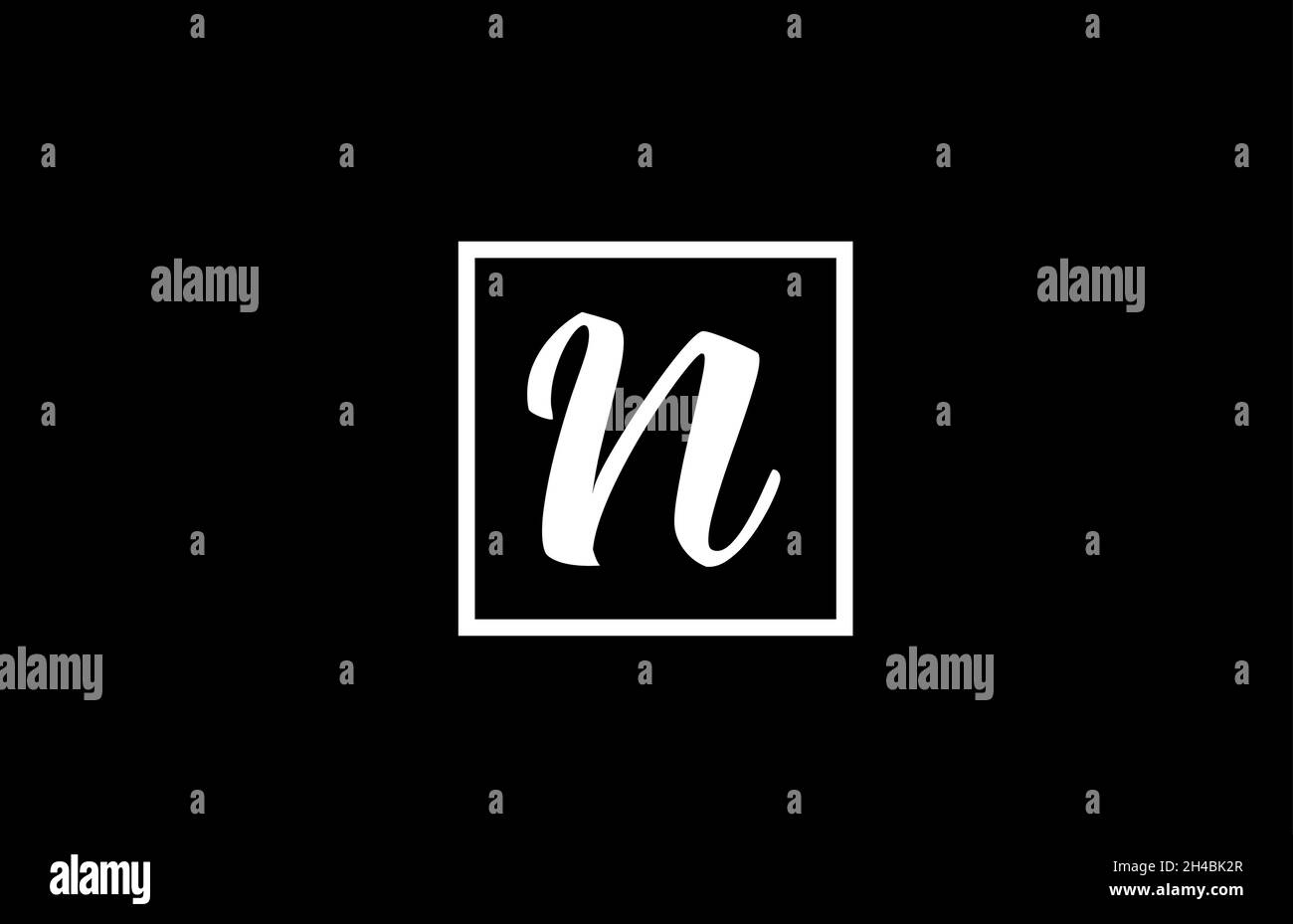 black and white N alphabet letter logo icon. Simple square design for ...
