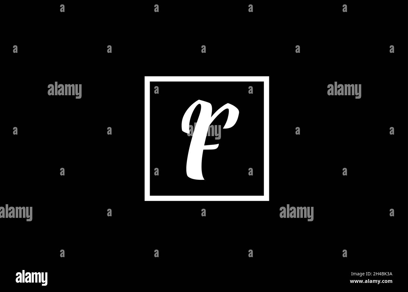 black and white F alphabet letter logo icon. Simple square design for ...