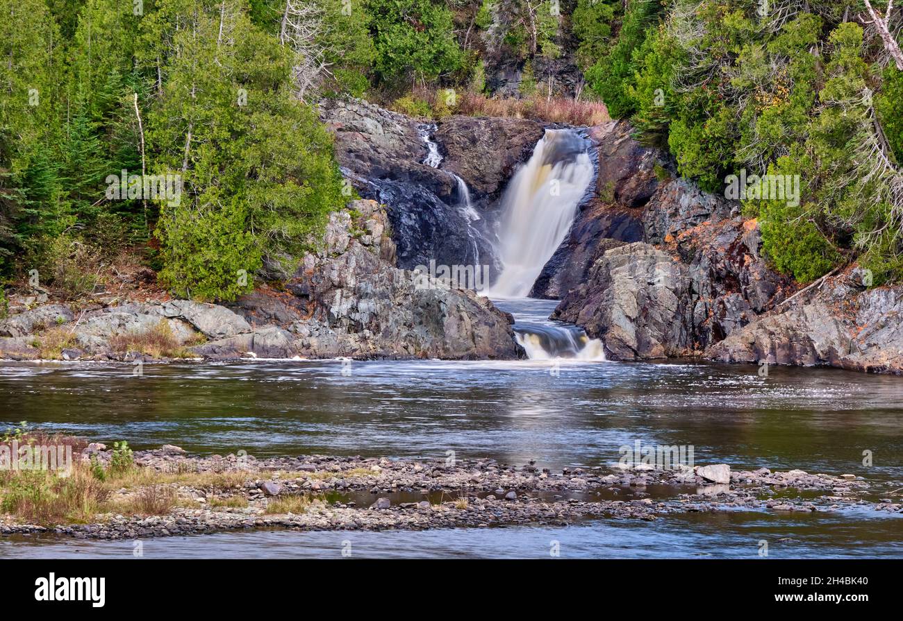 Silver falls are located near the town of Wawa Ontario Canada. Stock Photo