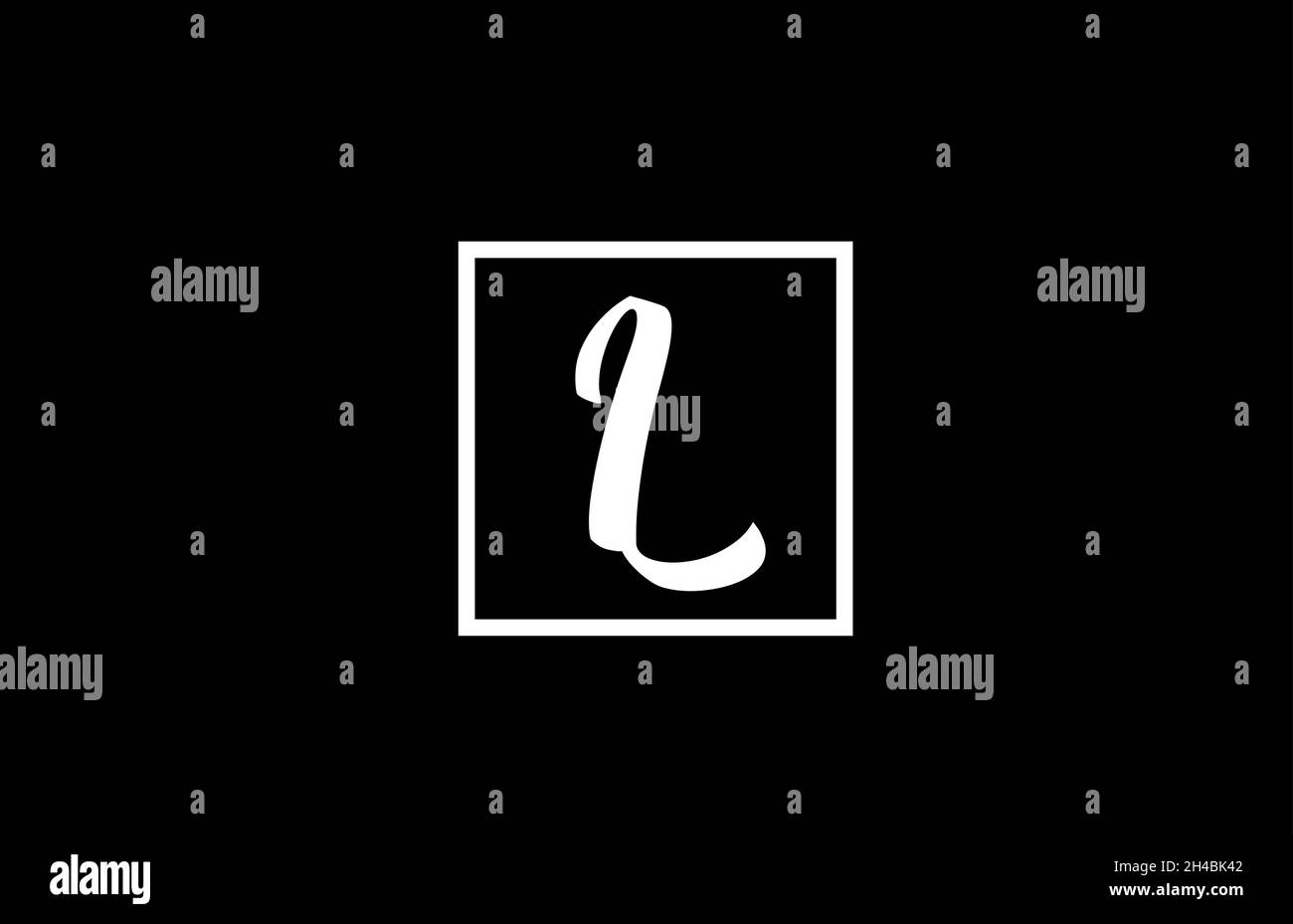 black and white L alphabet letter logo icon. Simple square design for ...