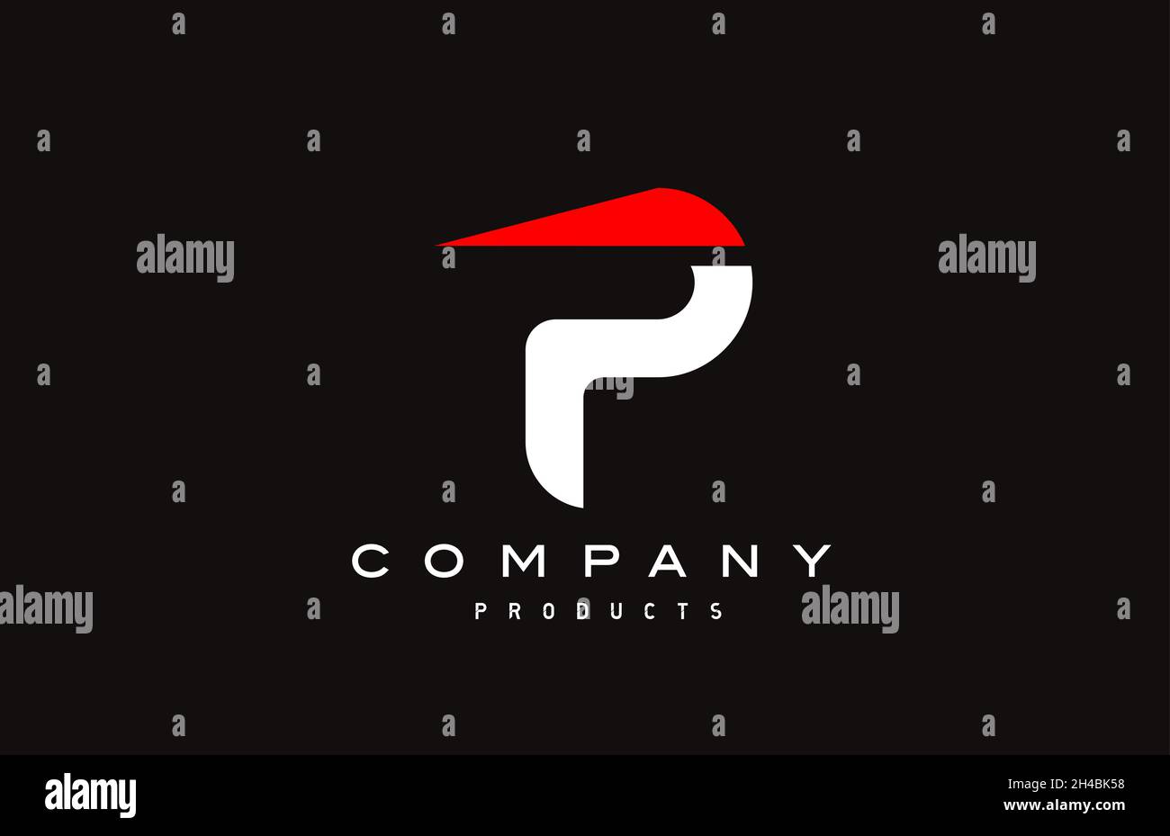 P red alphabet letter logo icon with black colour. Creative design for ...
