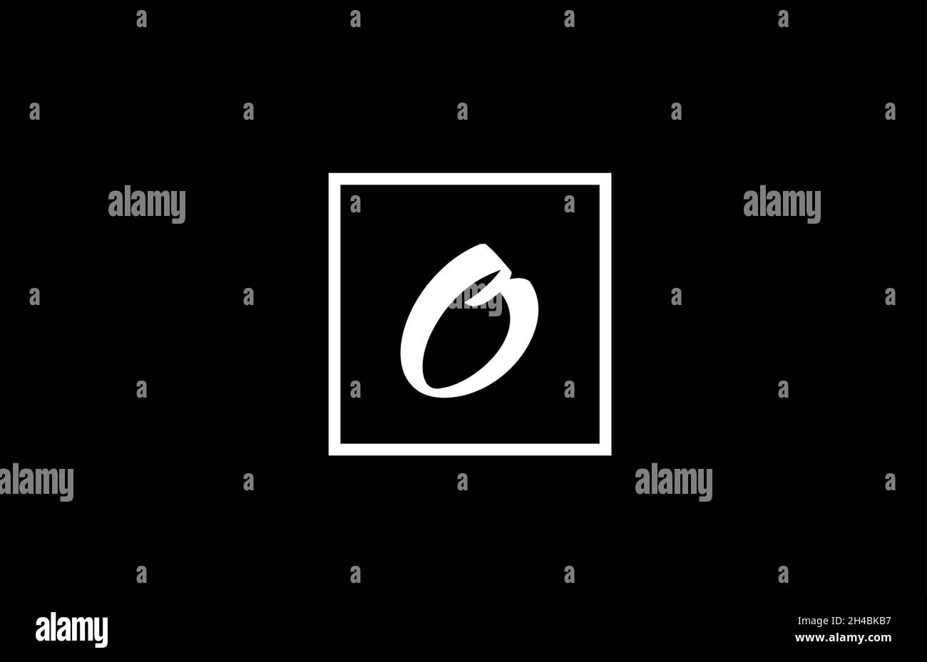 black and white O alphabet letter logo icon. Simple square design for ...