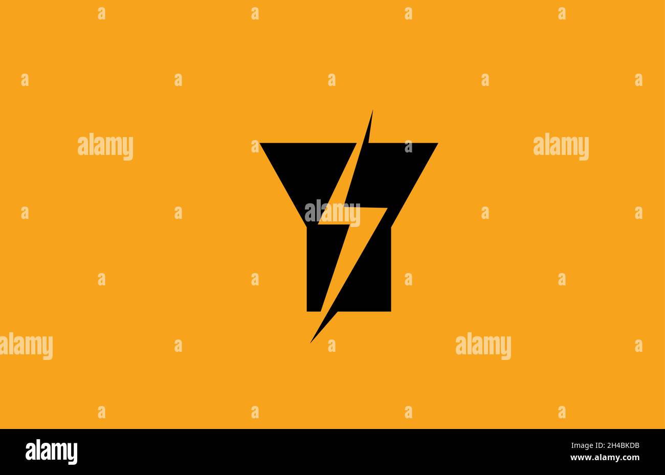 Y black yellow alphabet letter logo icon. Electric lightning design for ...