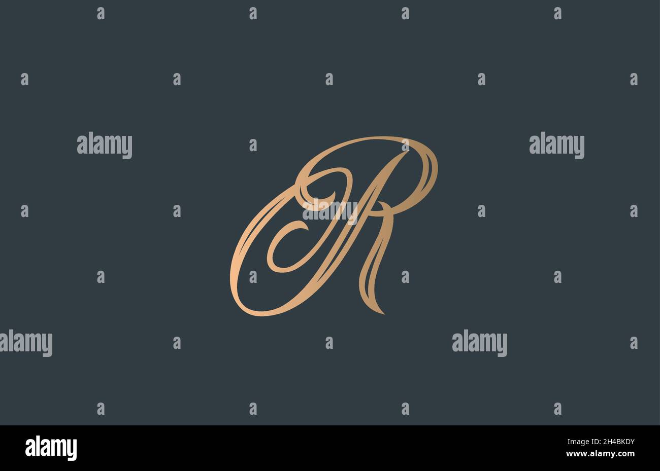 yellow green calligraphy R alphabet letter logo icon. Handwritten ...