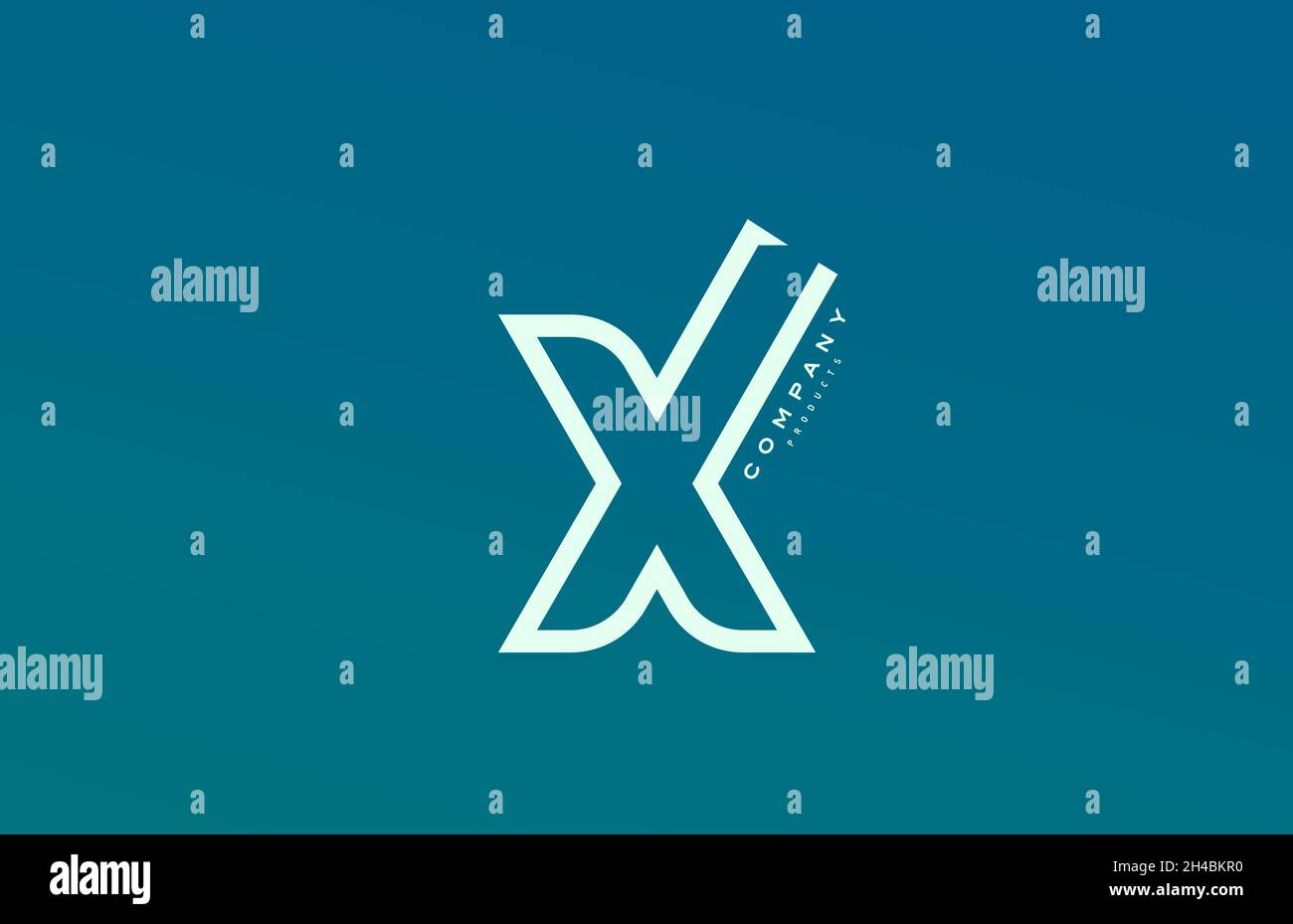 blue white X alphabet letter logo icon with line. Design for company ...