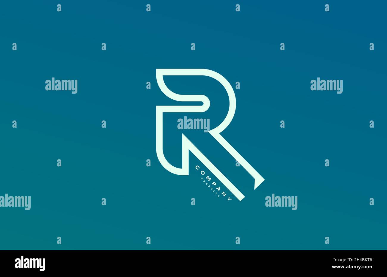 blue white R alphabet letter logo icon with line. Design for company ...