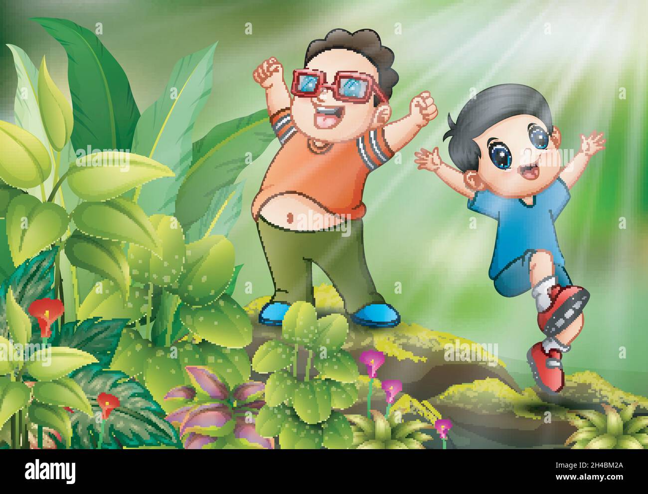 Happy kids playing in the park Stock Vector Image & Art - Alamy