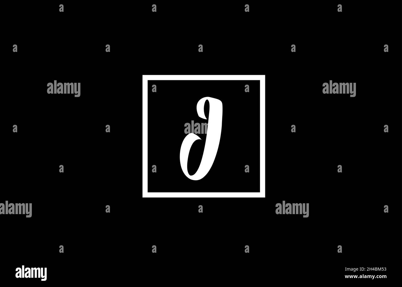 black and white J alphabet letter logo icon. Simple square design for company and business Stock Vector