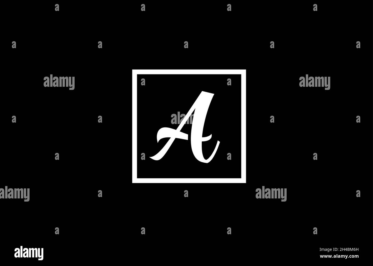 black and white A alphabet letter logo icon. Simple square design for ...