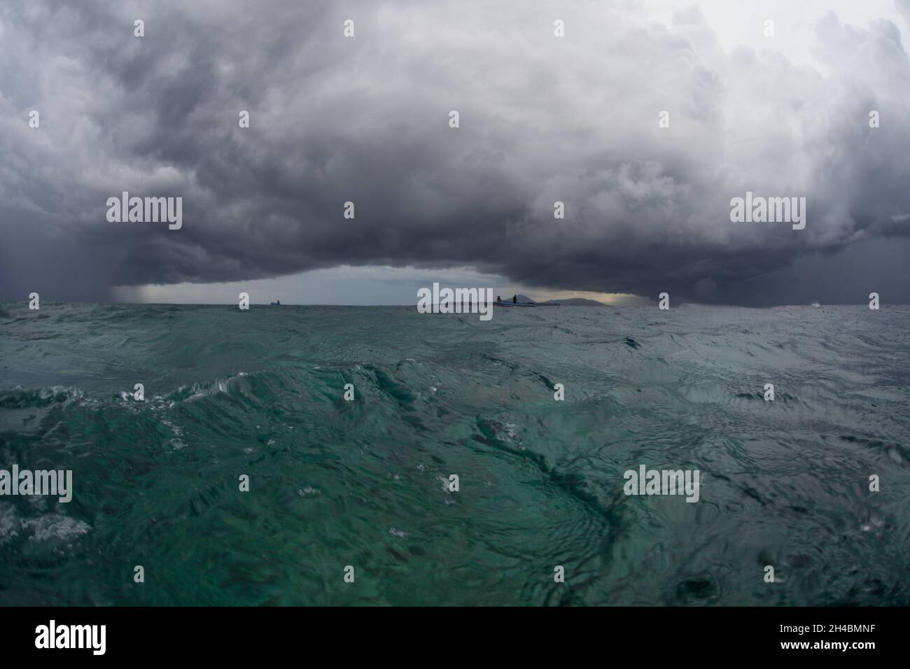 Storm clouds bring rain to remote islands in the Banda Sea, Indonesia