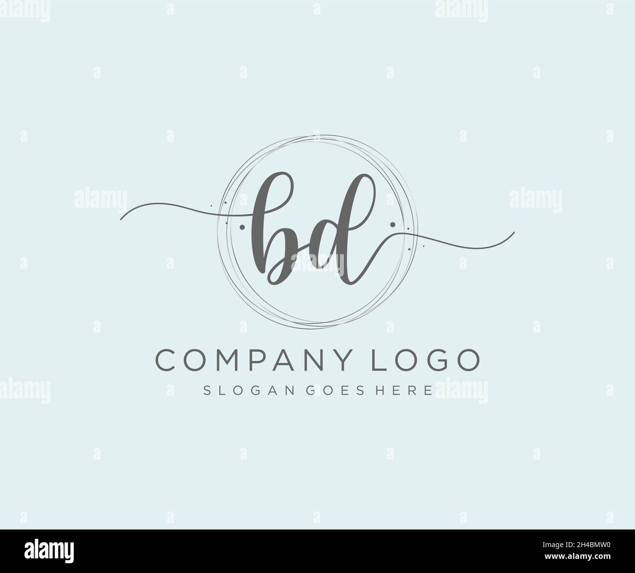 BD feminine logo. Usable for Nature, Salon, Spa, Cosmetic and Beauty Logos. Flat Vector Logo Design Template Element. Stock Vector