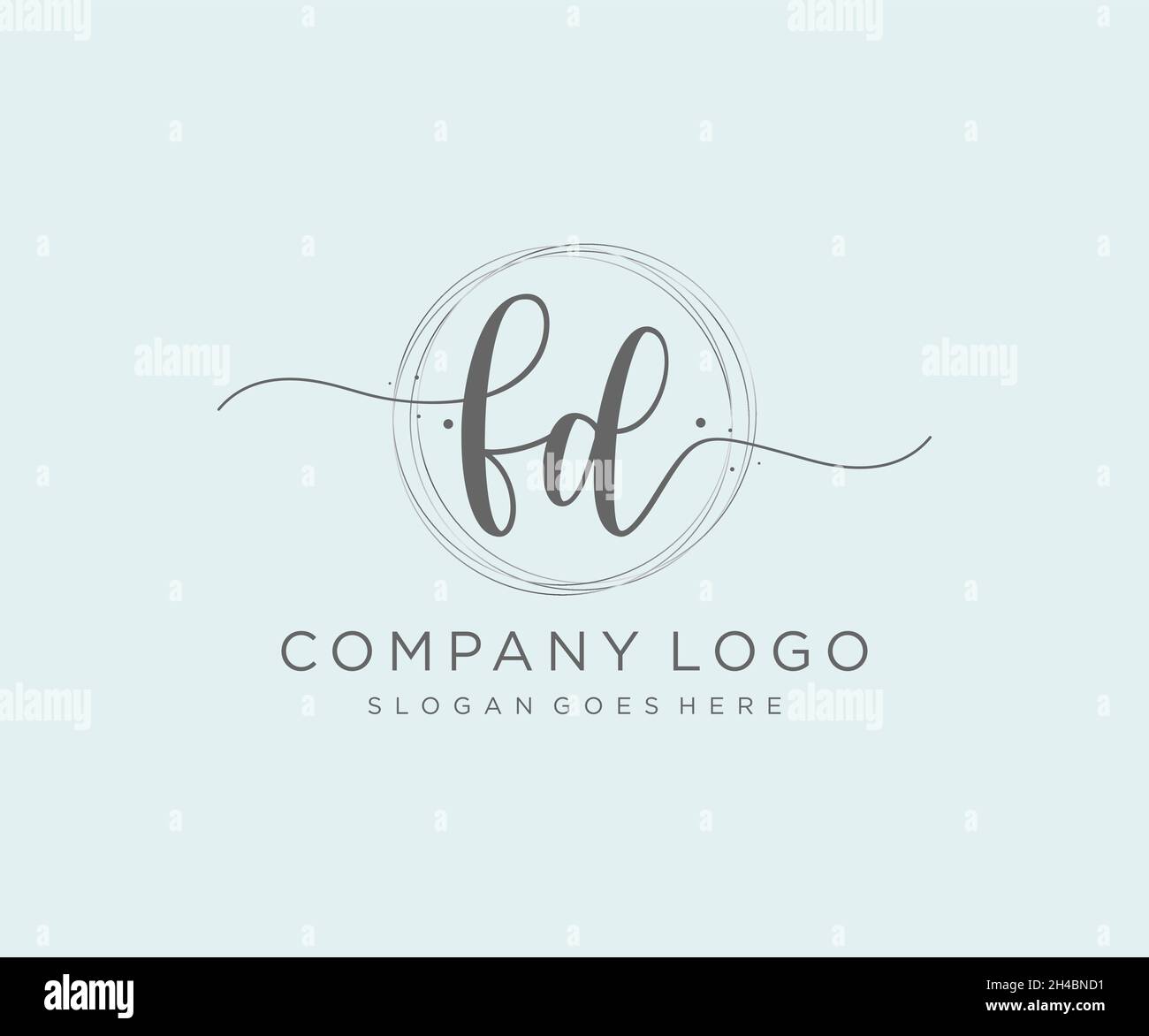FD feminine logo. Usable for Nature, Salon, Spa, Cosmetic and Beauty Logos. Flat Vector Logo Design Template Element. Stock Vector