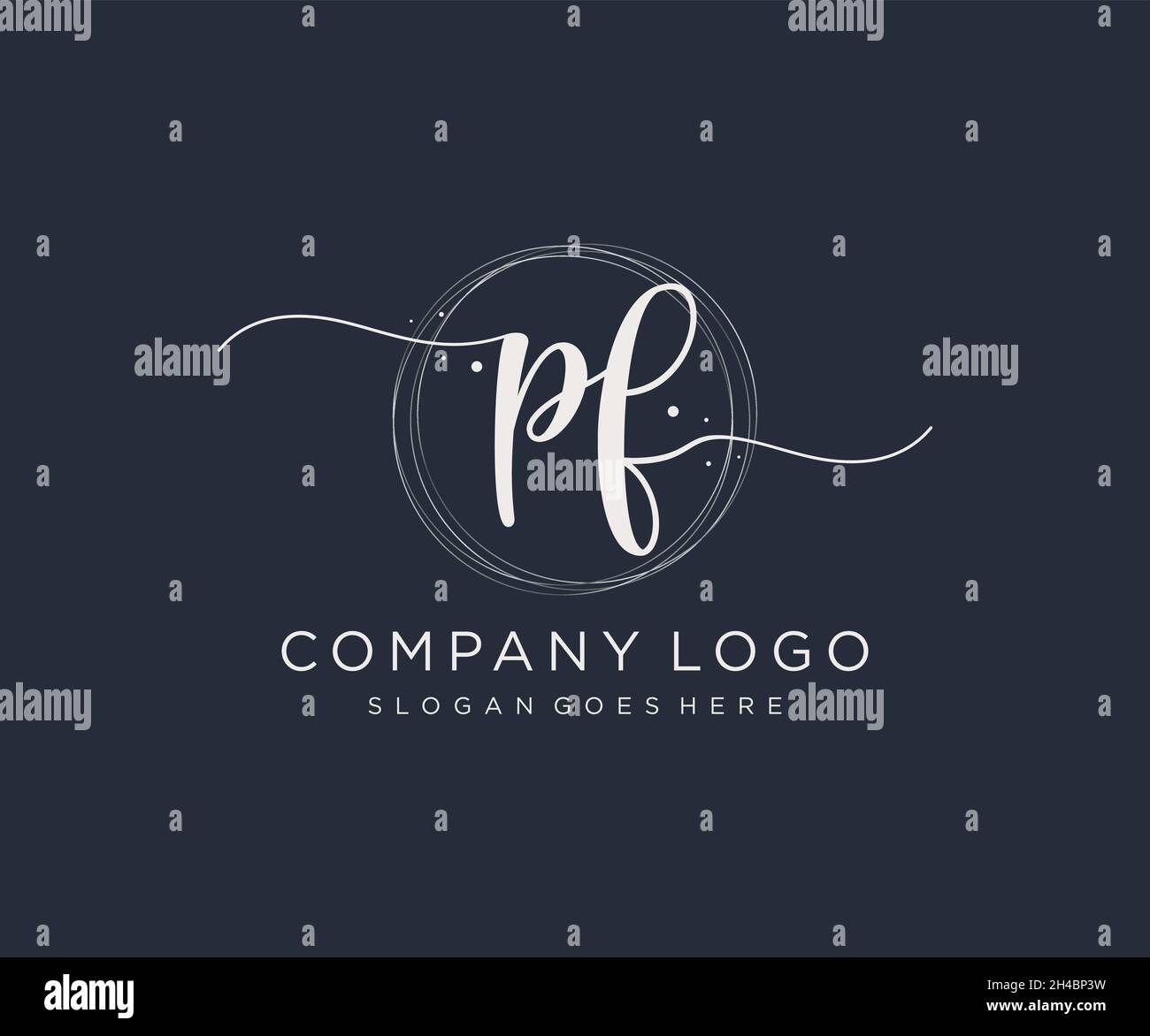 PF feminine logo. Usable for Nature, Salon, Spa, Cosmetic and Beauty Logos. Flat Vector Logo Design Template Element. Stock Vector