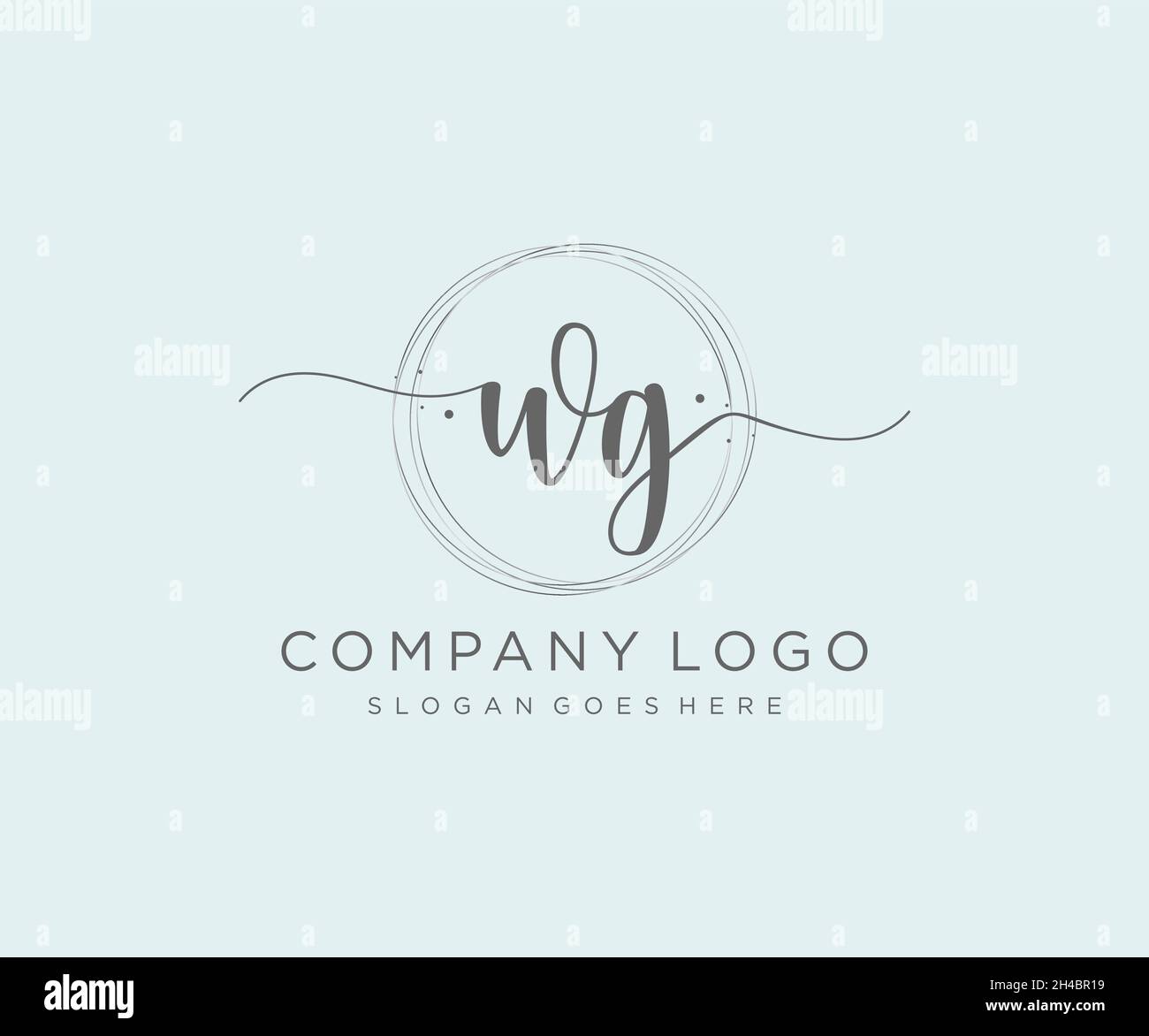 WG feminine logo. Usable for Nature, Salon, Spa, Cosmetic and Beauty Logos. Flat Vector Logo Design Template Element. Stock Vector