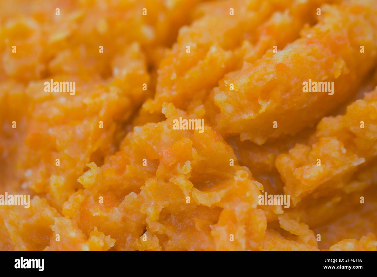 tomato and carrot puree on plate closeup selective focus Stock Photo