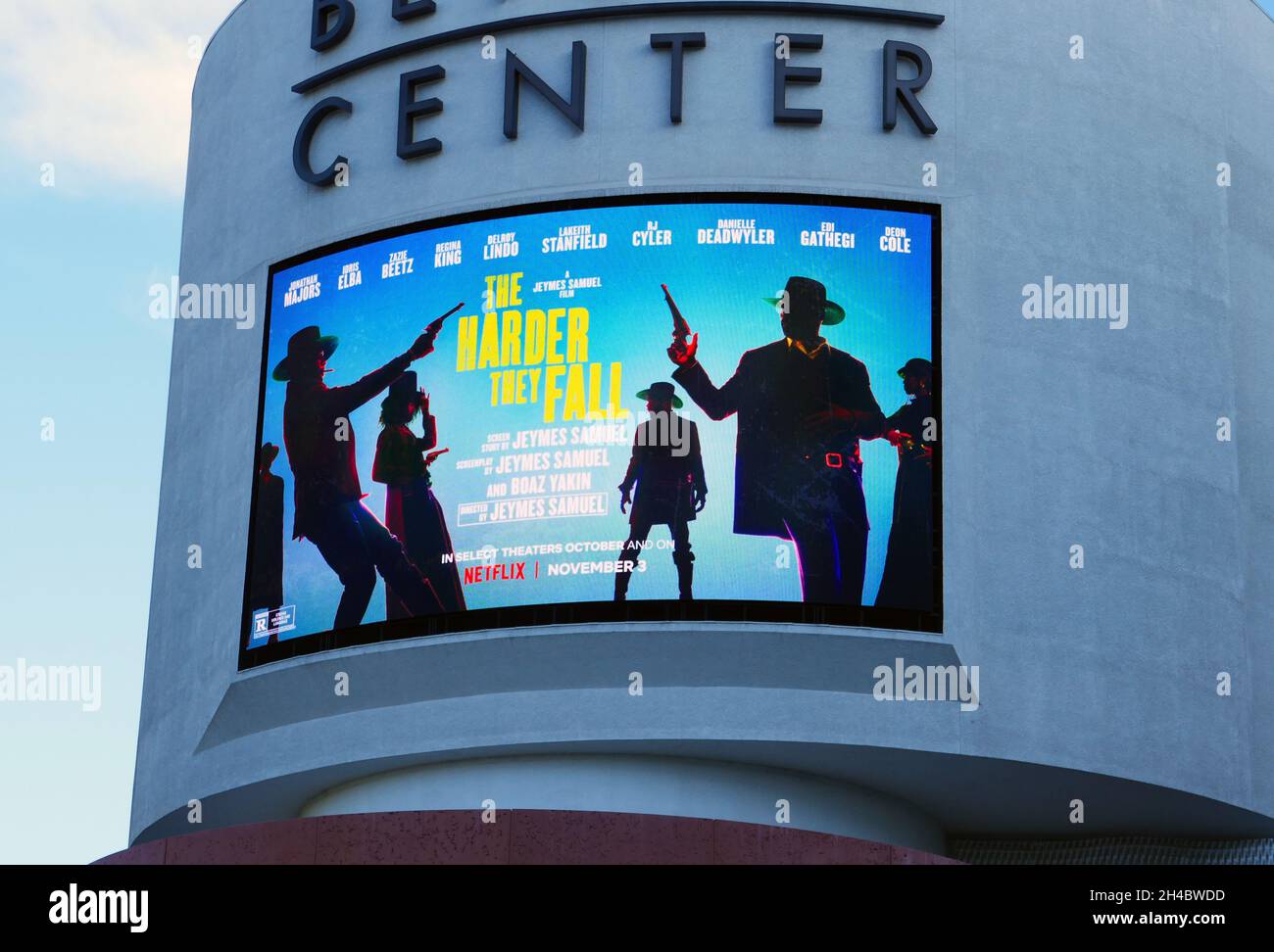 Los Angeles, California, USA 29th October 2021 A general view of atmosphere of The Harder They Fall billboard on October 29, 2021 in Los Angeles, California, USA. Photo by Barry King/Alamy Stock Photo Stock Photo