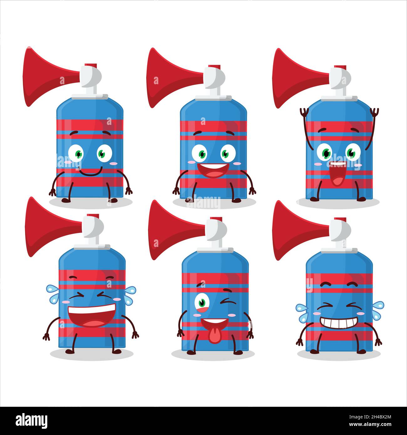 Cartoon character of blue air horn with smile expression. Vector
