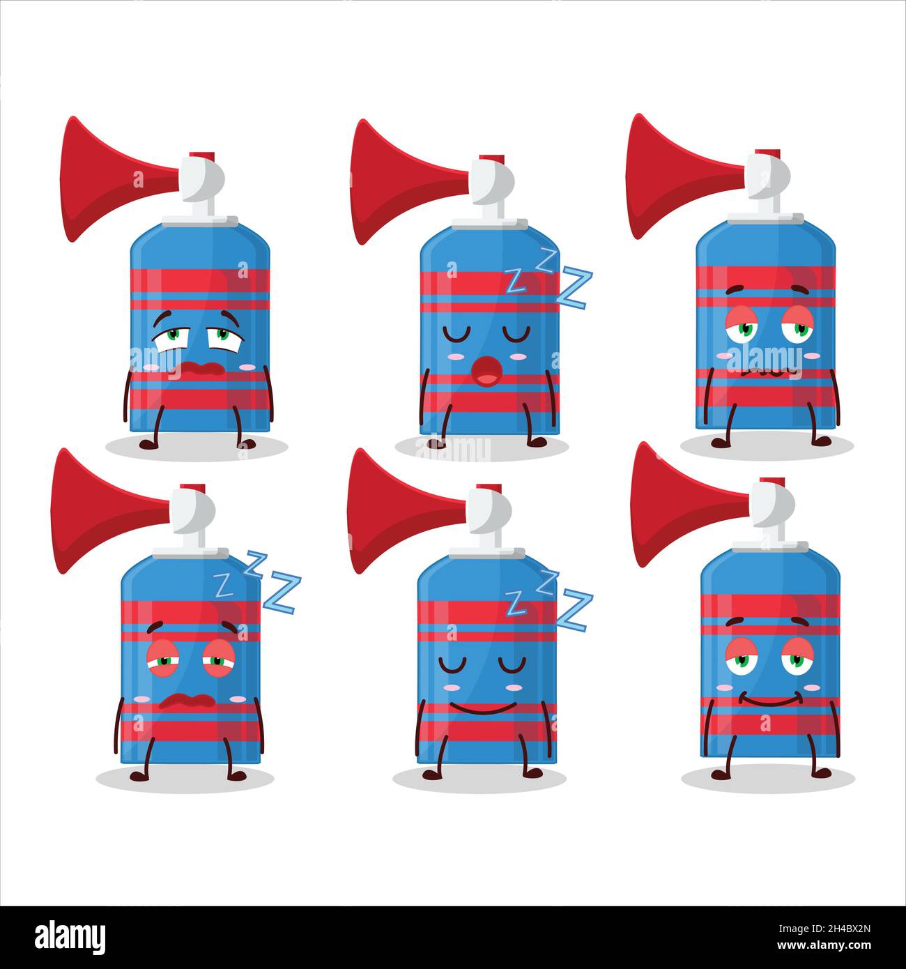 Cartoon character of blue air horn with sleepy expression. Vector