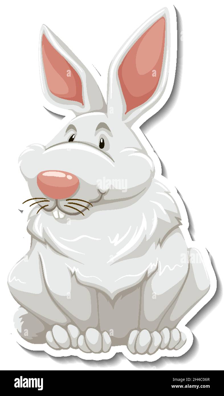 Rabbit cartoon character on white background illustration Stock Vector ...