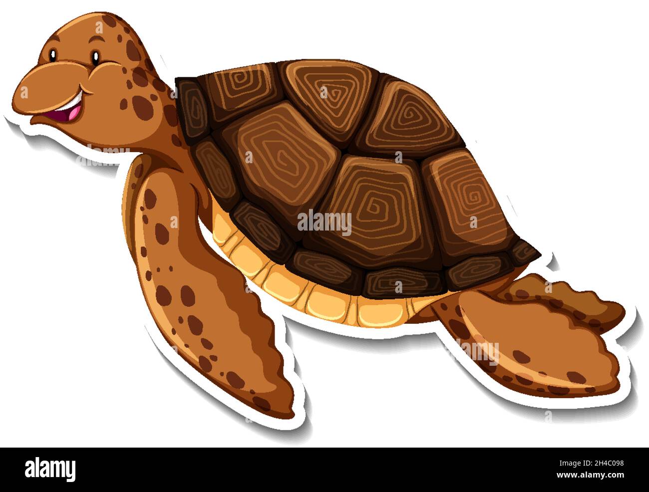 Cute turtle animal cartoon sticker illustration Stock Vector Image ...