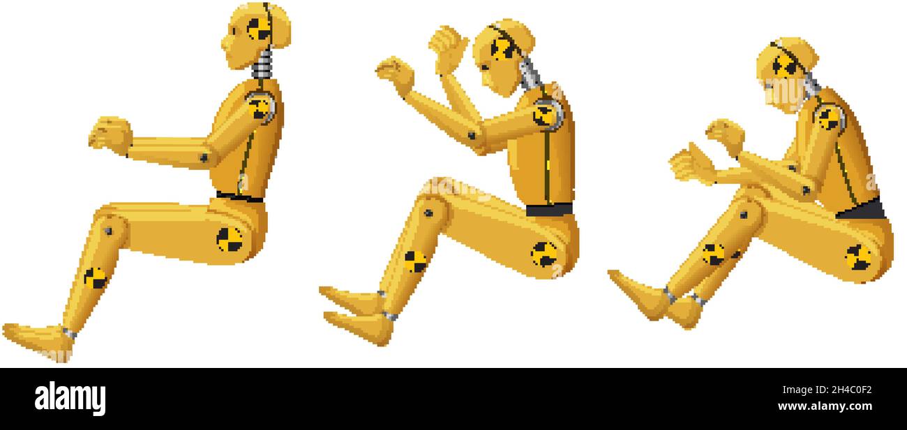 Set of different crash test dummy poses illustration Stock Vector Image