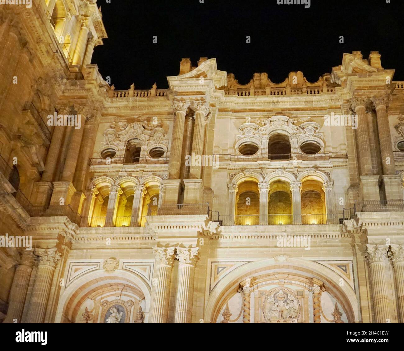Christmas in Malaga, Spain:: Cathedral of Malaga - Santa Maria de la Incarnation Stock Photo