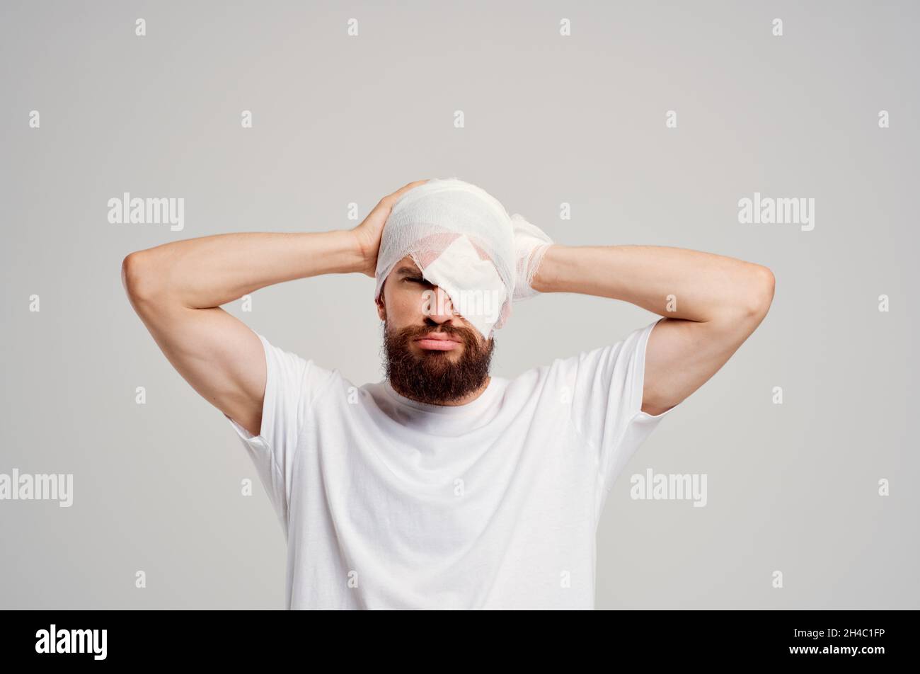 patient head and arm injuries health problems treatment Stock Photo Alamy
