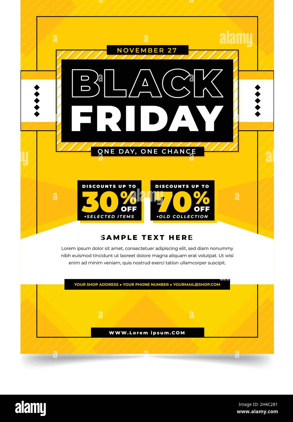 flat vector design illustration black friday flyer template Stock Vector