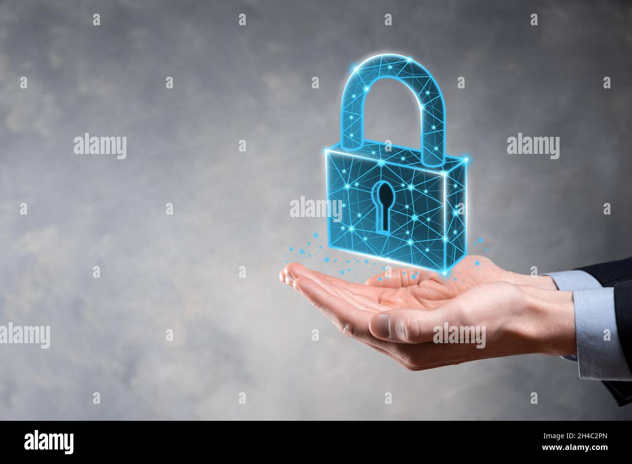 Cyber security network. Padlock icon and internet technology networking ...