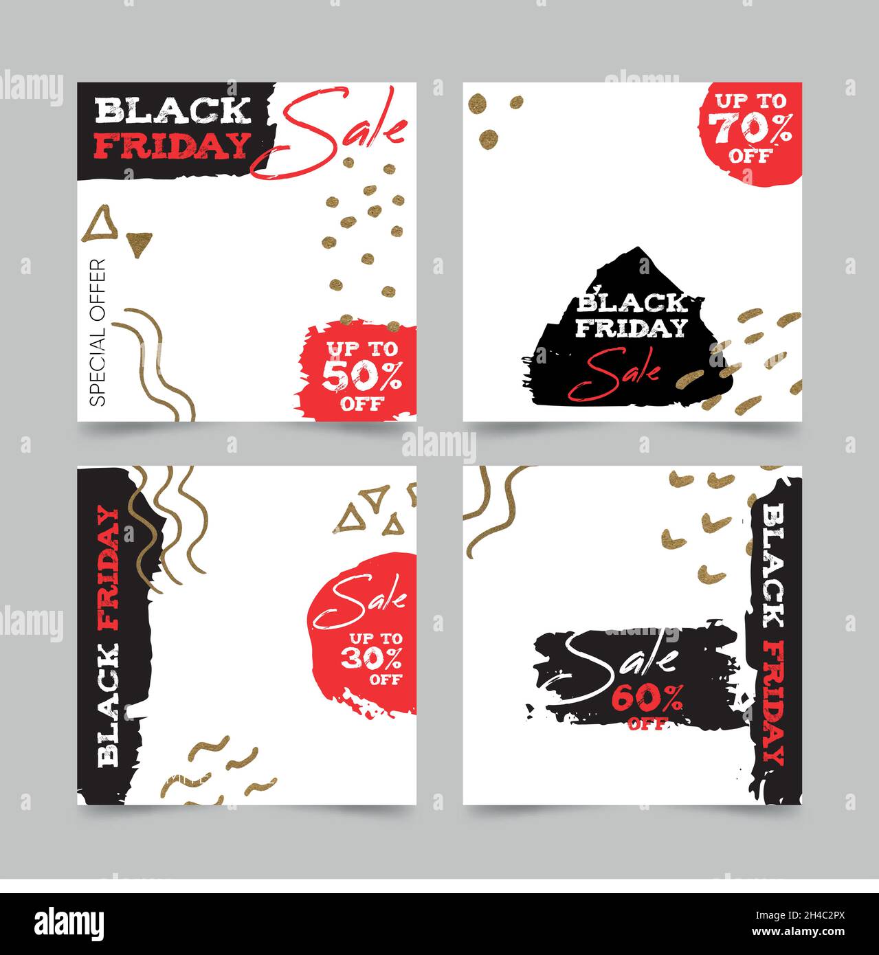 hand drawn black friday instagram post collection vector design ...