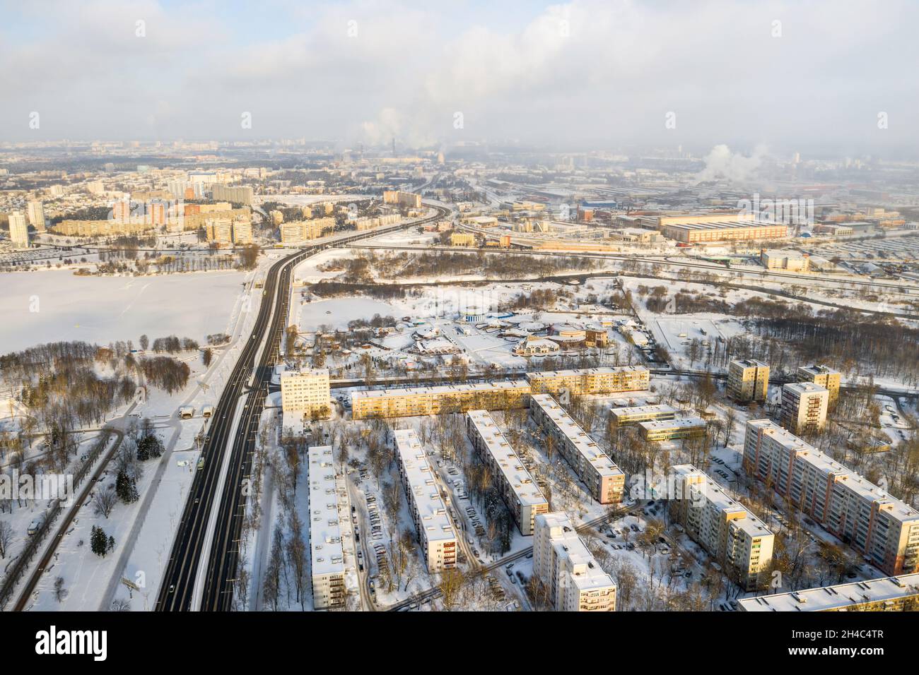 Top view of the Chizhovka district in winter. Minsk, Belarus Stock ...