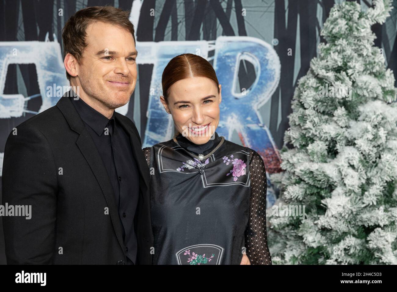 New York, NY - November 1, 2021: Michael C Hall and Morgan Macgregor