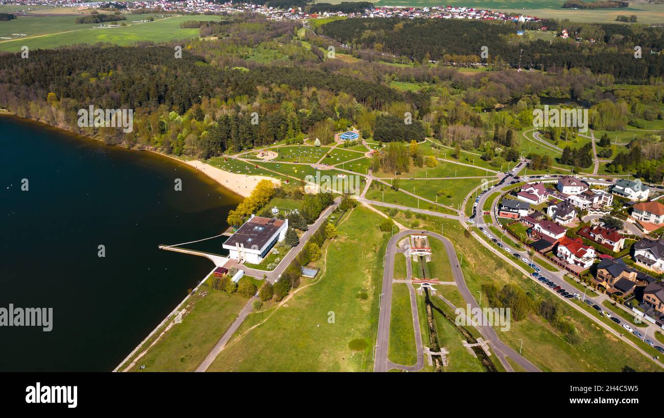 View from the height of the Drozdy district and the Minsk sports