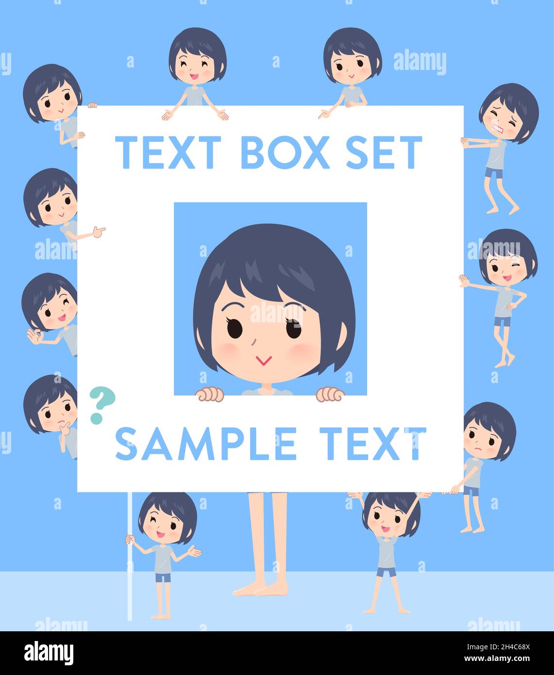 A set of unpaid avatar women with a message board.Since each is divided, you can move it freely.It's vector art so easy to edit. Stock Vector
