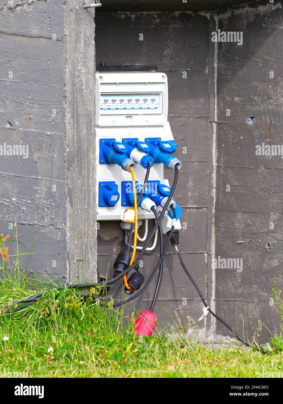 Power sockets at a camping site on Iceland Stock Photo Alamy