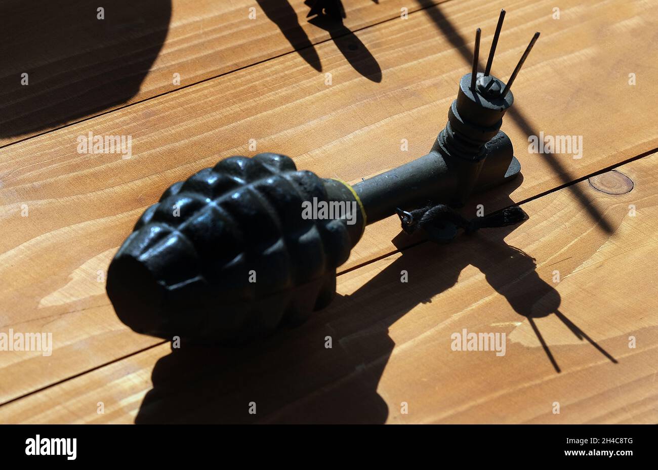 American hand grenade with device to convert into land mine. Stock Photo