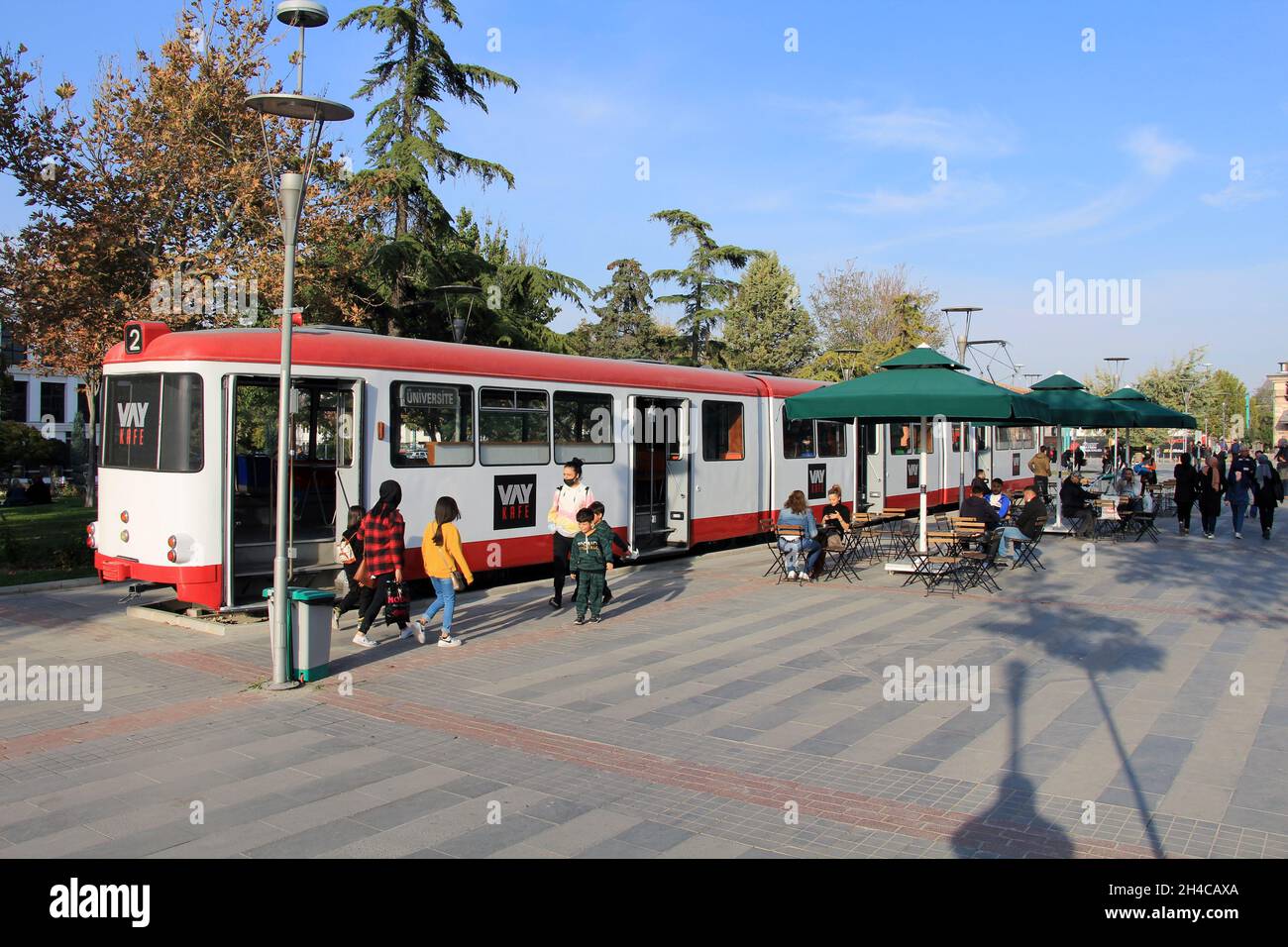 Tramway Cafeteria is located in Kulturpark. The unused tram was arranged as a cafeteria. Stock Photo