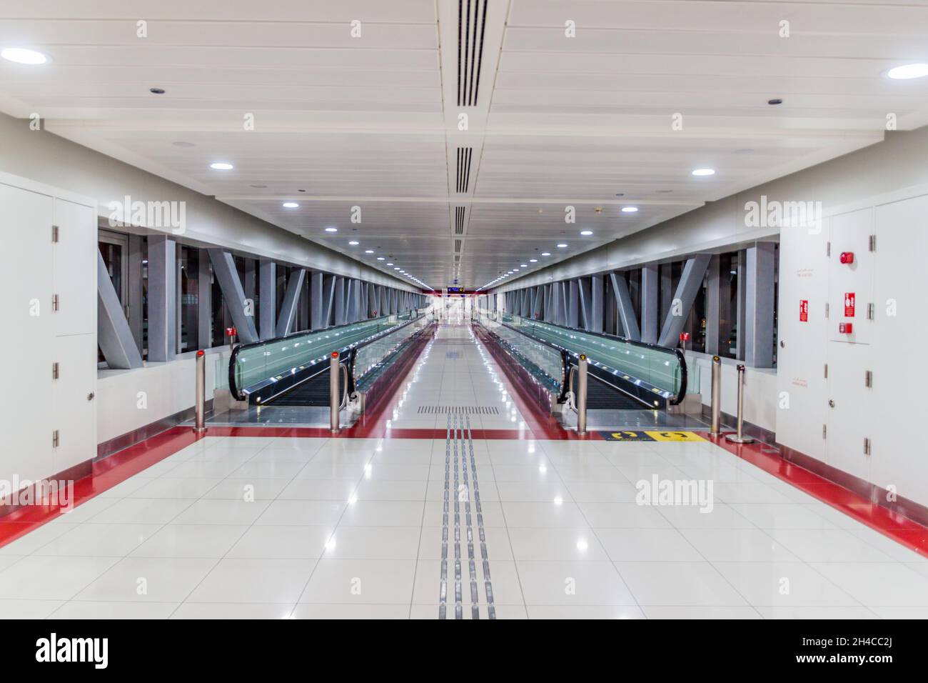 DUBAI, UAE - MARCH 11, 2017: Travelators at a metro station in Dubai, UAE. Stock Photo