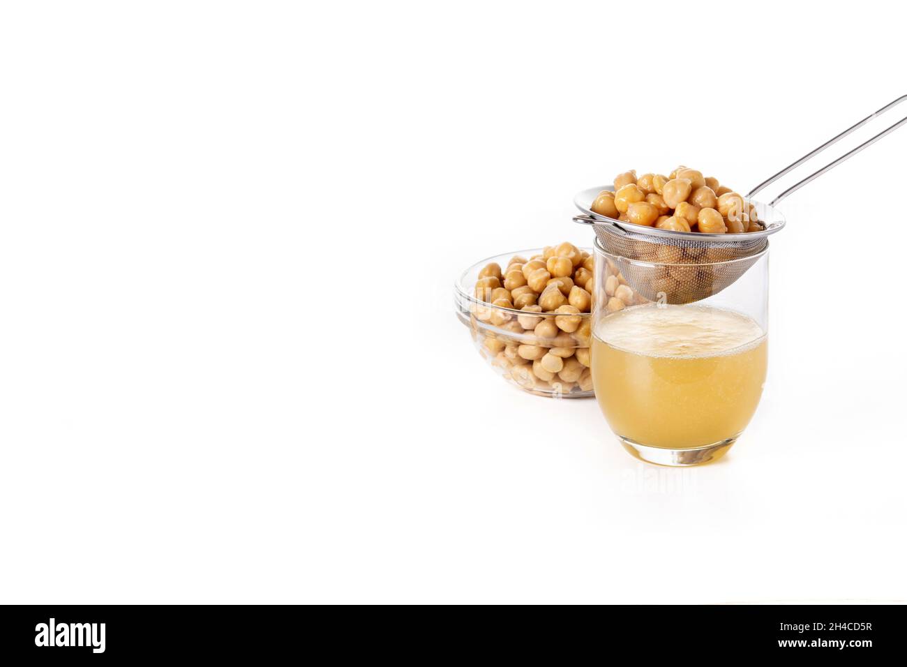 Chickpea water aquafaba isolated on white background. Chickpea water is