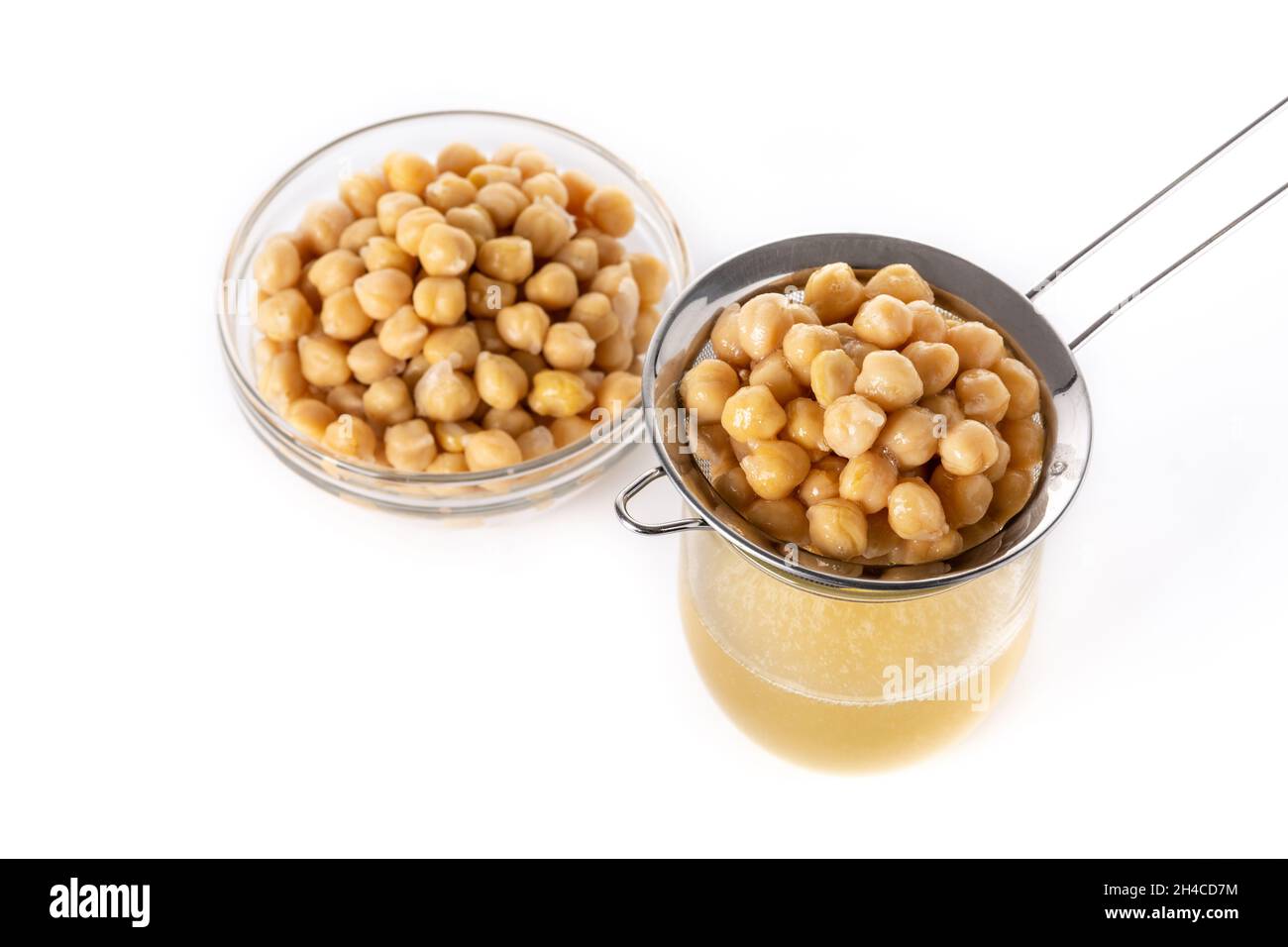 Chickpea water aquafaba isolated on white background. Chickpea water is