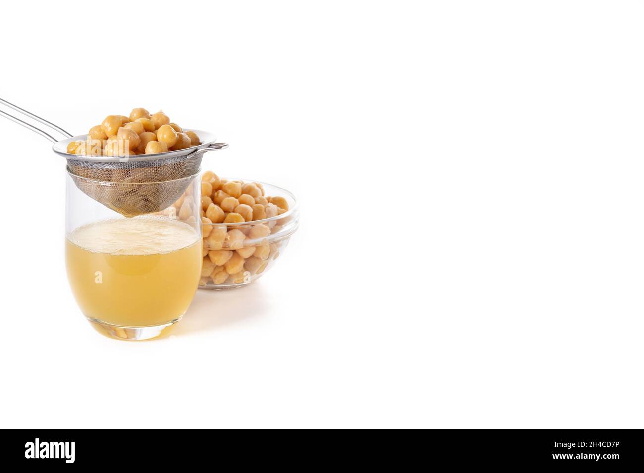 Chickpea water aquafaba isolated on white background. Chickpea water is