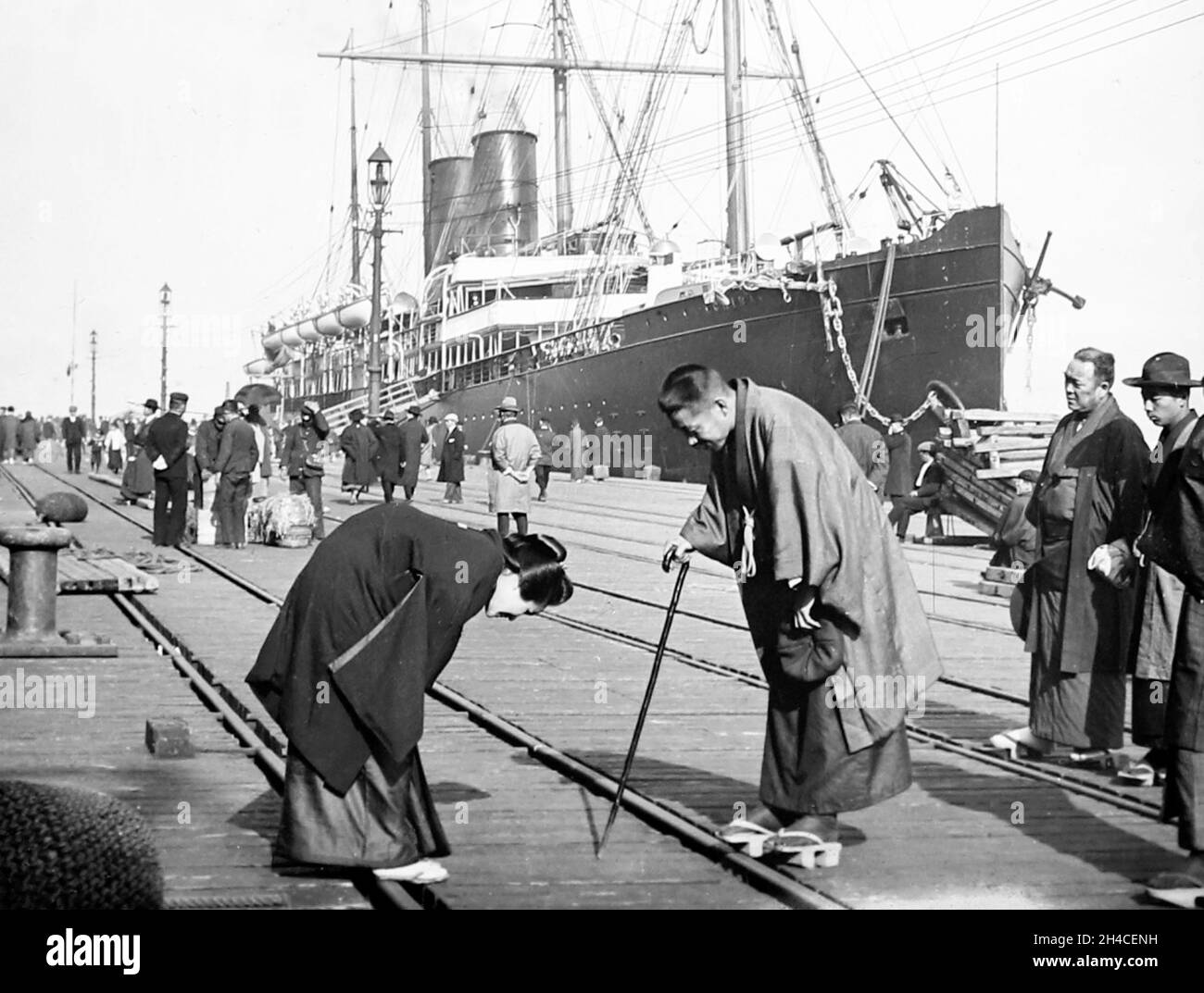 Pacific Mail's SS China at Yokohama, Japan, early 1900s Stock Photo
