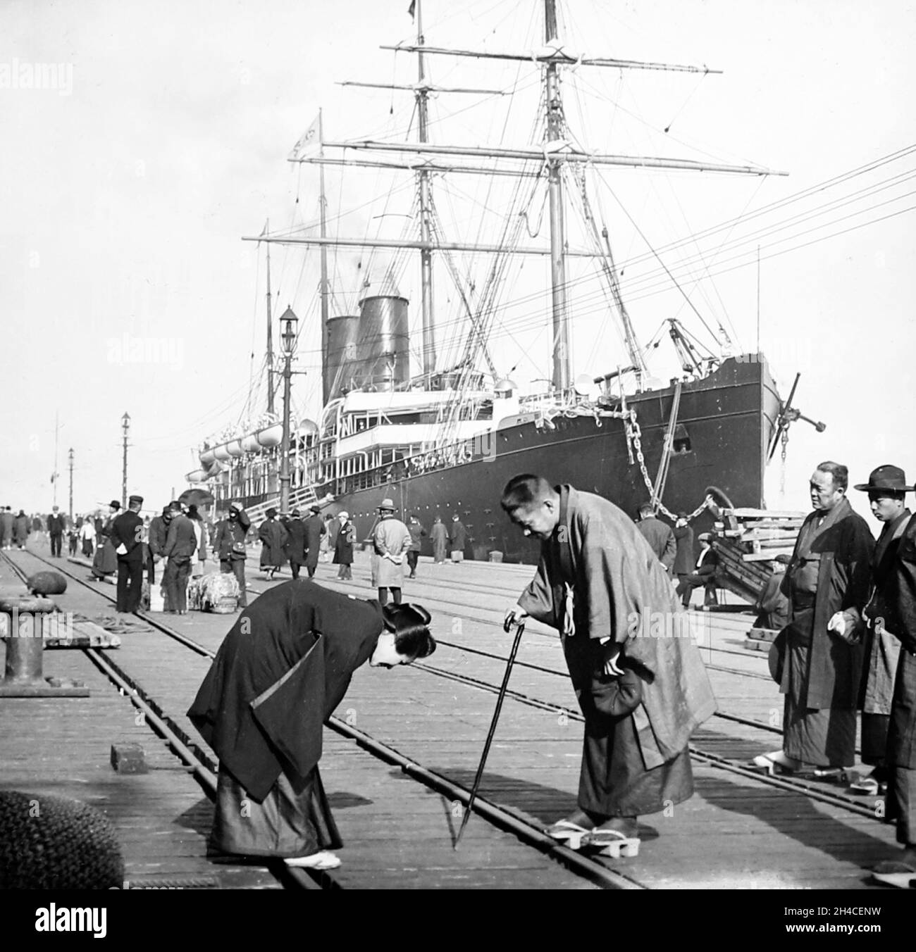 Pacific Mail's SS China at Yokohama, Japan, early 1900s Stock Photo